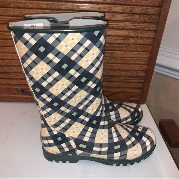 sperry plaid rain boots